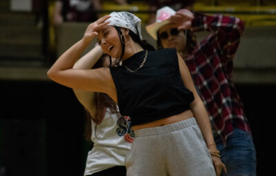 Becca Hargrove with Alpha Sigma Tau at Mock Rock
