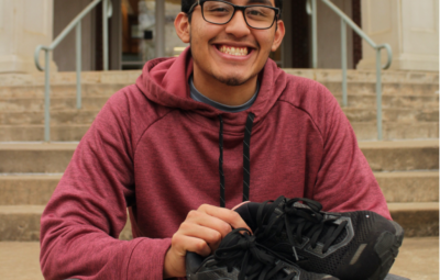 Josue Mendoza with his running shoes