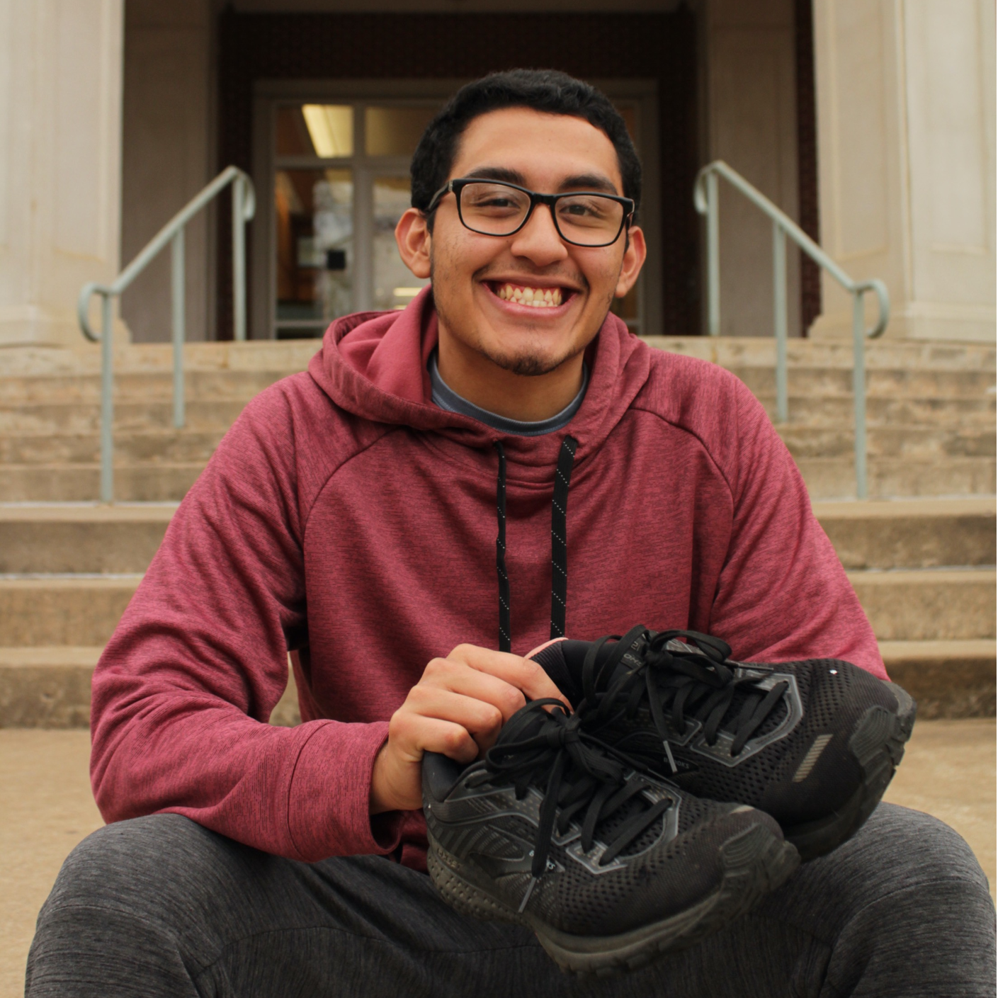 Josue Mendoza with his running shoes