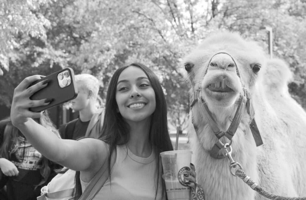 Student Taking Selfie With Camel