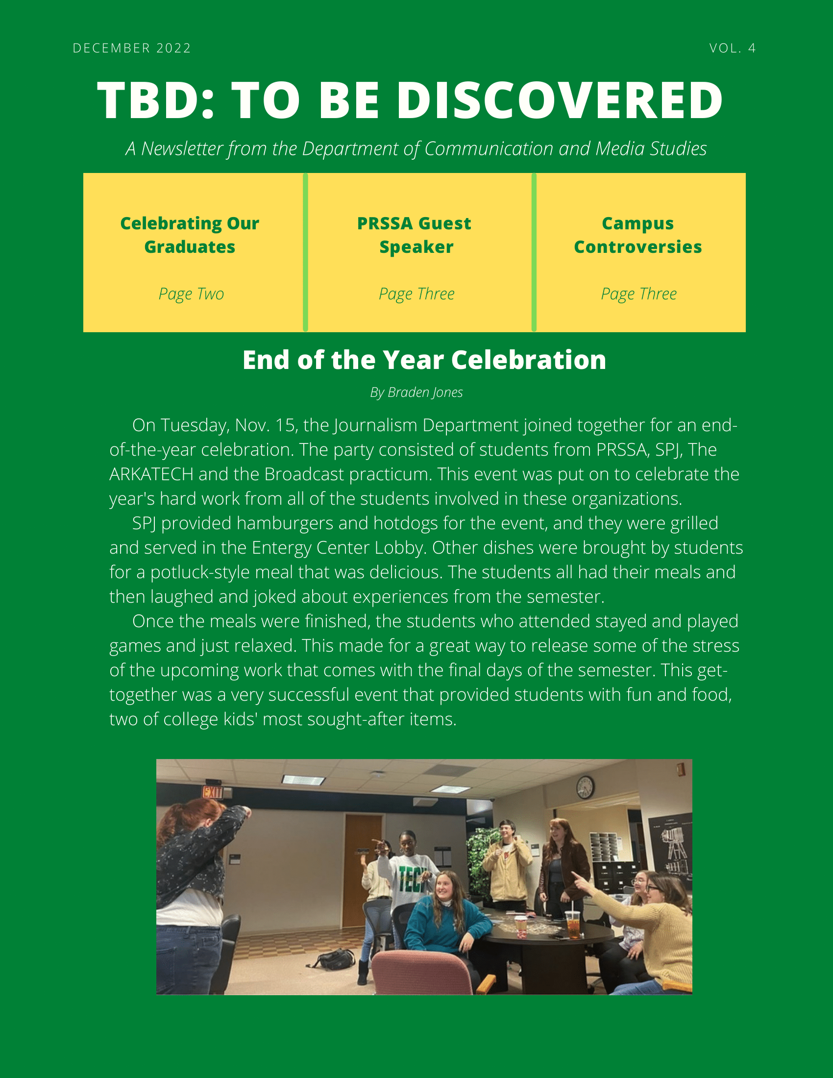TBD Newsletter Page 1