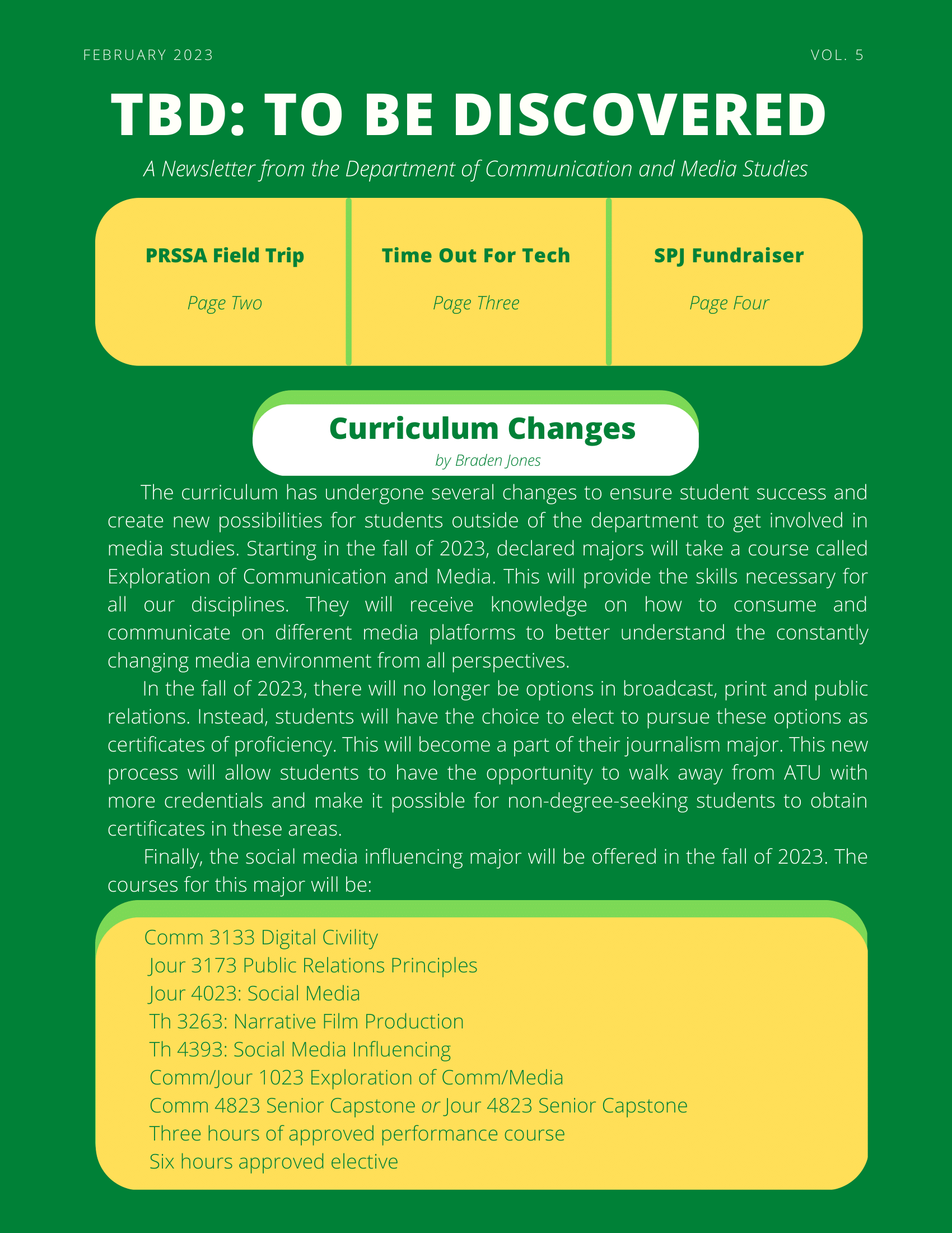 TBD Newsletter Page 1