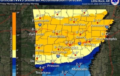 Arkansas Snowfall Map